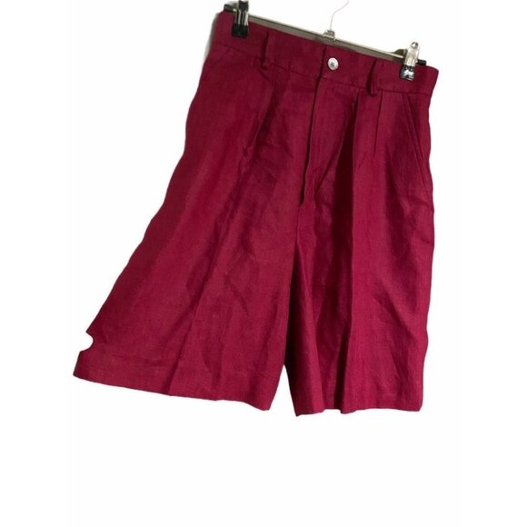 Classiques Entier High Waisted Fold Pleated Front 100% Linen Dress Shorts - Picture 2 of 9